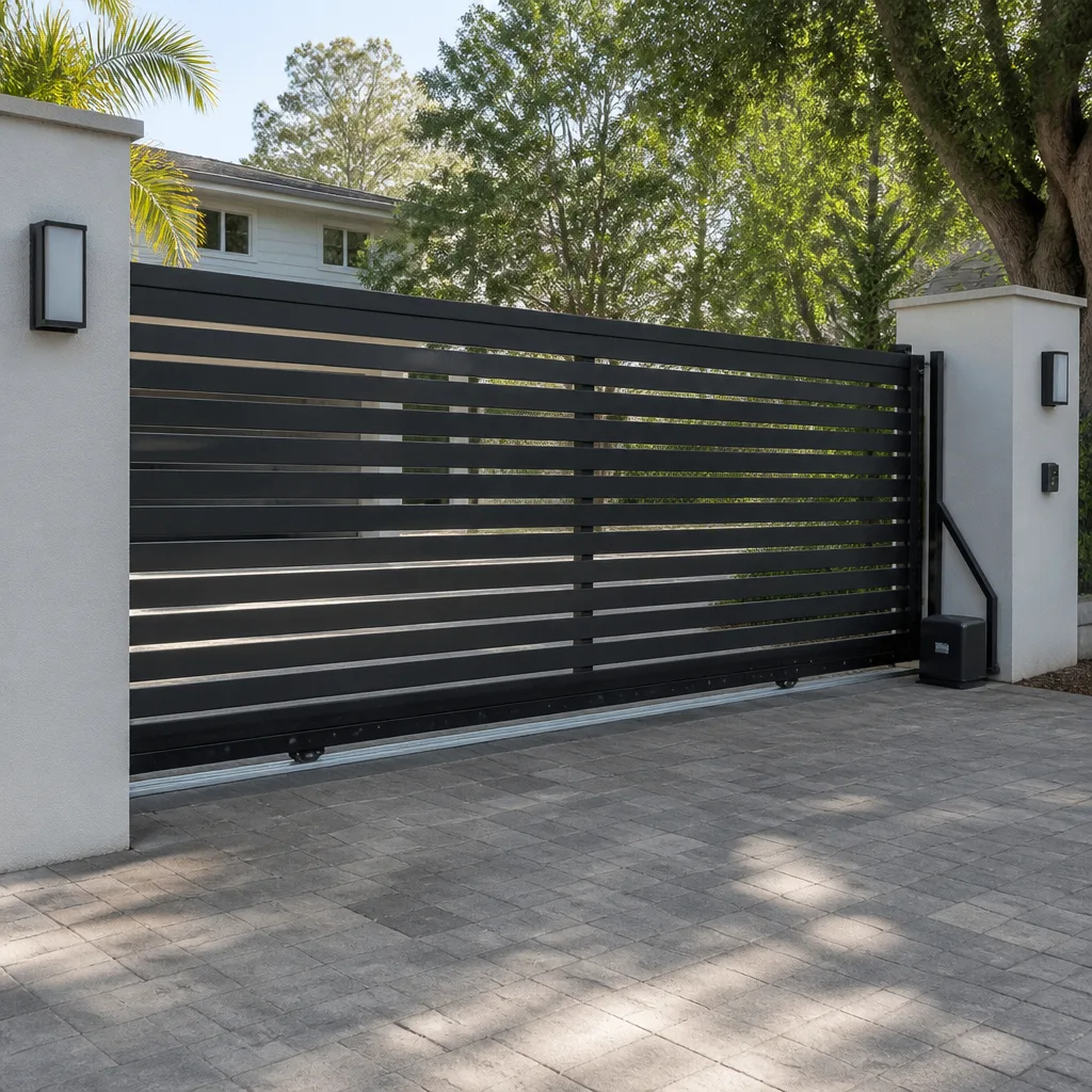 Sliding driveway gates
